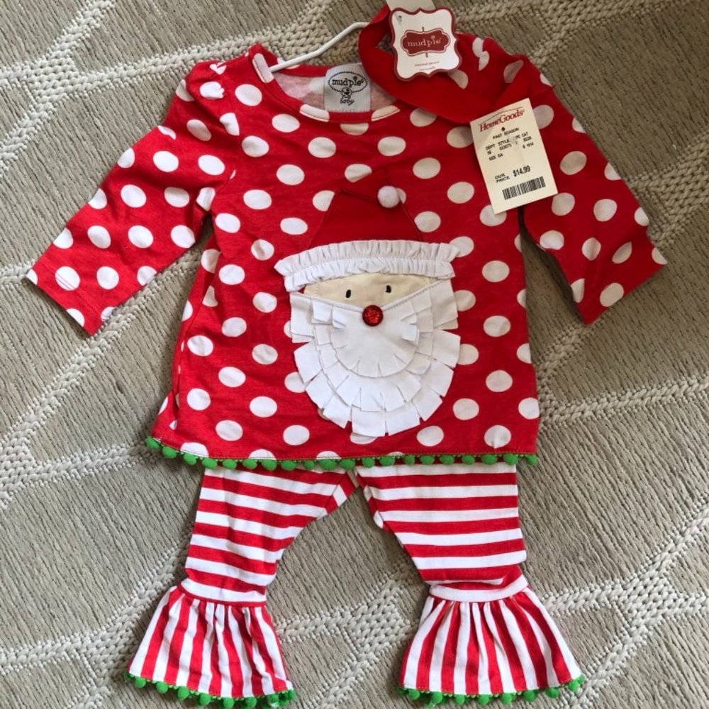 Mud Pie Santa Dress/Legging Set